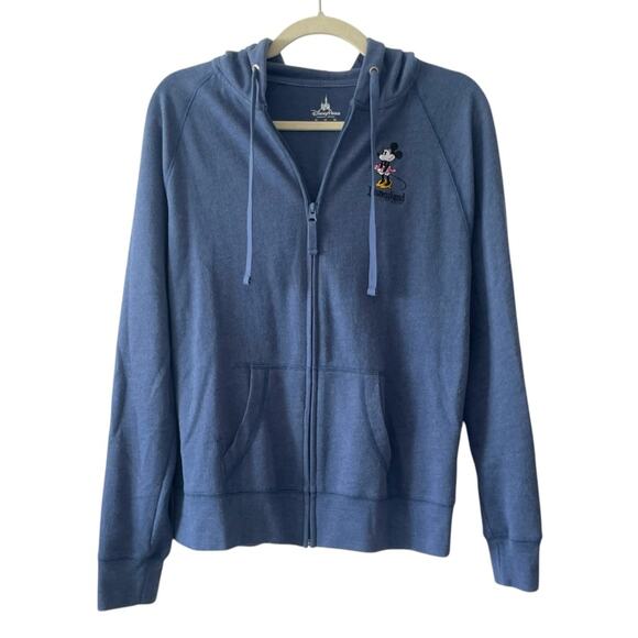 Disney Parks Minnie Mouse Zip-Up Hoodie | Blue | Medium - Picture 1 of 5
